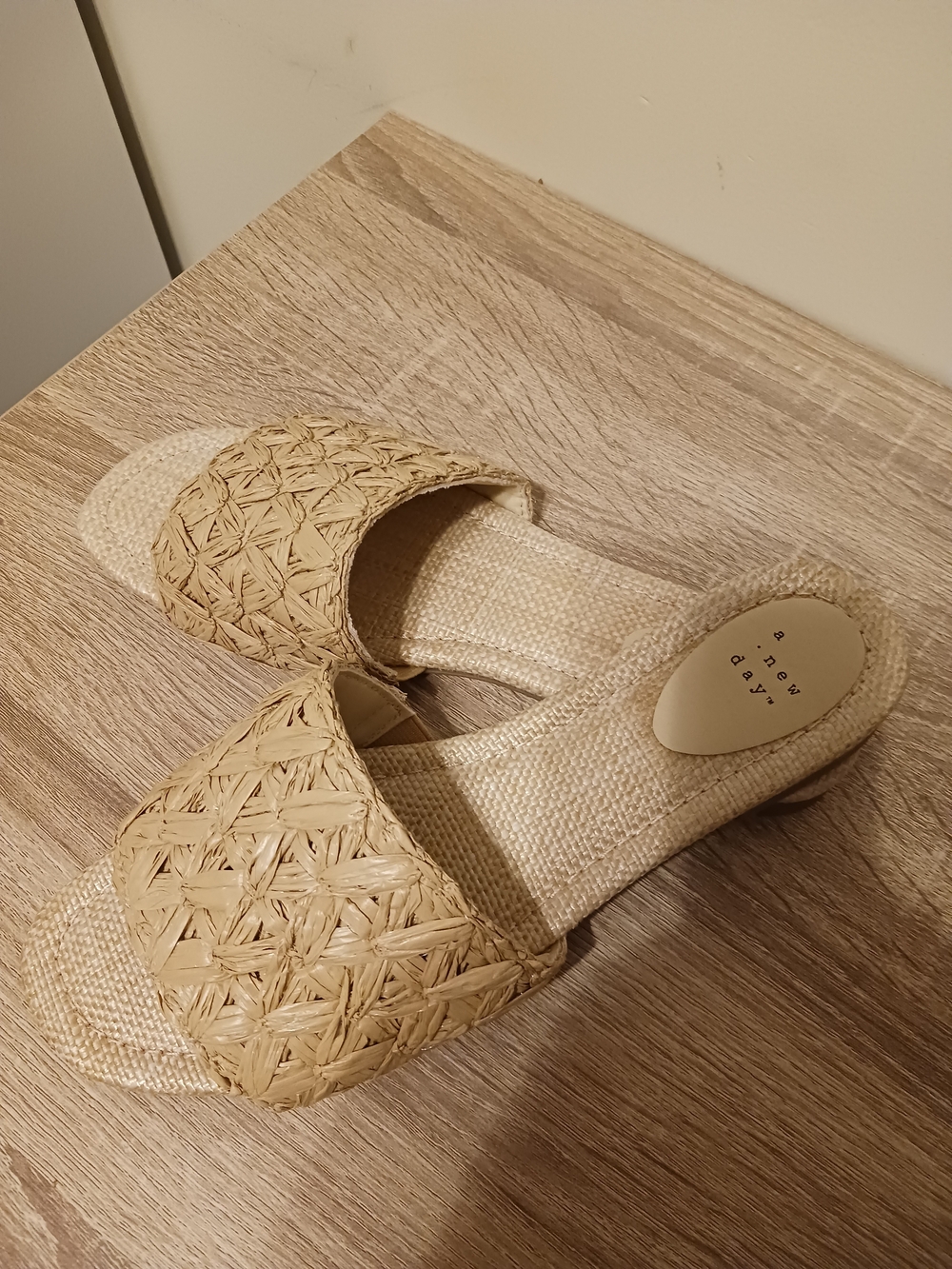 A New Day Beige Woven Slide Sandals for Women